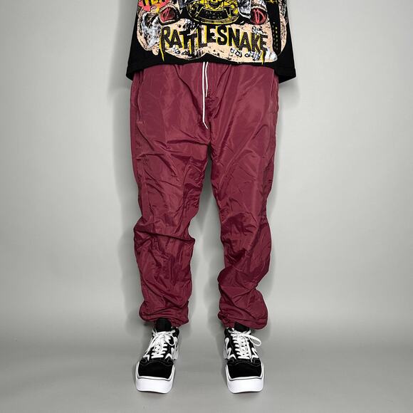 Vintage Track Pants Maroon Red Polyester Joggers Union Made in USA Blue Star 90s - Picture 2 of 5